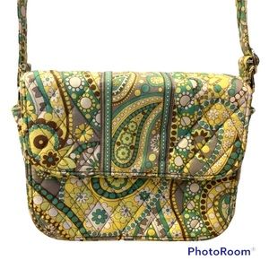 Vera Bradley Lemon Parfait RETIRED PRINT Green Yellow Crossbody Shoulder Bag
